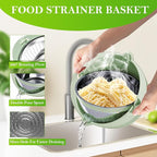 4 in 1 Colander with Bowl Set, Food Strainers and Colanders, Colander for Kitchen, Pasta Strainer, Fruit Washing Bowl, Kitchen Essentials Strainer Basket Bowl, Green, Christmas & New Year Gifts