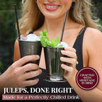 Gusto Nostro Mint Julep Cups Set of 2 - Stainless Steel Julep Cup Kit with Straws, Muddler, Spoon, Recipes, Vases - Southern-style Cocktail Glasses for Home Bar - Stainless Steel Cocktail Cups (Black)