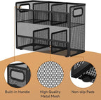 2 Tier Tea Bag Organizer, Mesh Tea Bag Holder with Handle, Teabag Holder, Tea Station Organizer for Countertop, Pantry, Kitchen, Cabinet -Black