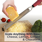 Deiss PRO Citrus Zester & Manual Cheese Grater - Parmesan, Lemon, Ginger, Garlic, Nutmeg, Chocolate - Sharp Stainless Steel Blade - Dishwasher Safe