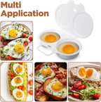 Egg Poacher Microwave,White Microwave Egg Poacher 2 Eggs,2 Cavity Nonstick Poached Eggs Maker With Lid,Microwaves Egg Cooker 2 Eggs,Kitchen Dining Specialty Cookware