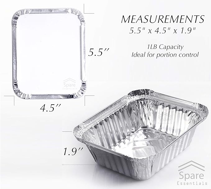 110 Pack - 1LB Small Foil Pans with Lids - Aluminum To Go Food Containers with Lids - 1lb Mini Aluminum Pans - Freezer Safe Foil Take out Trays - Heat proof Meal Prep Containers