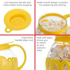Ecolution Patented Micro-Pop Microwave Popcorn Popper with Temperature Safe Glass,3-in-1 Lid Measures Kernels and Melts Butter,Made Without BPA,Dishwasher Safe,3-Quart,Yellow,(Pack of 4)
