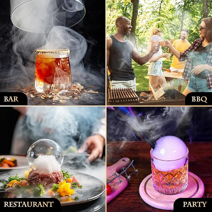 Cocktail Bubble Smoke Gun, One Key Operation, Handheld, with 1.4 Inch Color Screen, for Bartenders, Bar, Party, Wine, Drinks, Coffee