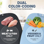 TPU Cutting Board Set of 2 11" x 16" with Handle Juice Groove - Flexible Cutting Mats for Kitchen, Knife Friendly Non-Slip Chopping Board, Scratch Resistant Blue Gray