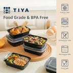 Tiya Meal Prep Containers with Lids - 150 Pack 12 oz BPA-Free Plastic Food Storage Containers Leak-Proof, Microwave, Dishwasher & Freezer Safe Reusable To-Go Boxes for Portion Control & Catering