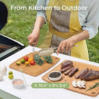 Keechee Dishwasher Safe Carbonized Bamboo Wood Cutting Boards for Kitchen with Juice Groove, Wooden Charcuterie & Chopping for Fruit, Vegetables & Cheese, Durable, Lightweight, Water-Resistant
