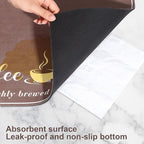 CooRug Absorbent Coffee Mat, Fashion Dish Drying Mat for Kitchen Counter Coffee Bar Accessories Espresso Machine Dish Rack 12" x 20" Brown