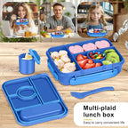Amathley Bento Box Adult Lunch Box Kids,Lunch Containers for Adults/Kids/Toddler,5 Compartments Bento Lunch Box with Sauce Vontainers,Microwave & Dishwasher & Freezer Safe,BPA-Free (Navy)