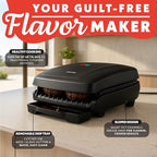Gourmia Indoor Grill & Panini Maker – 4 Serving Contact or Open Grill, Nonstick Ceramic, Preheat Indicator Light, Slope Design with Removable Dishwasher Safe Drip Tray