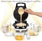 Moss & Stone Belgian Waffle Maker, Electric Flip Waffle Machine with Adjustable Temperature Control, Non-Stick Grids for Smooth Release, Compact 8-Inch Round Waffle Maker, White