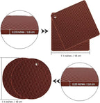 Joyhalo Trivets for Hot Dishes - Hot Pads for Kitchen, Silicone Pot Holders for Hot Pots and Pans, Silicone Mats for Kitchen Countertops, Table, Flexible Easy to Wash and Dry, Brown