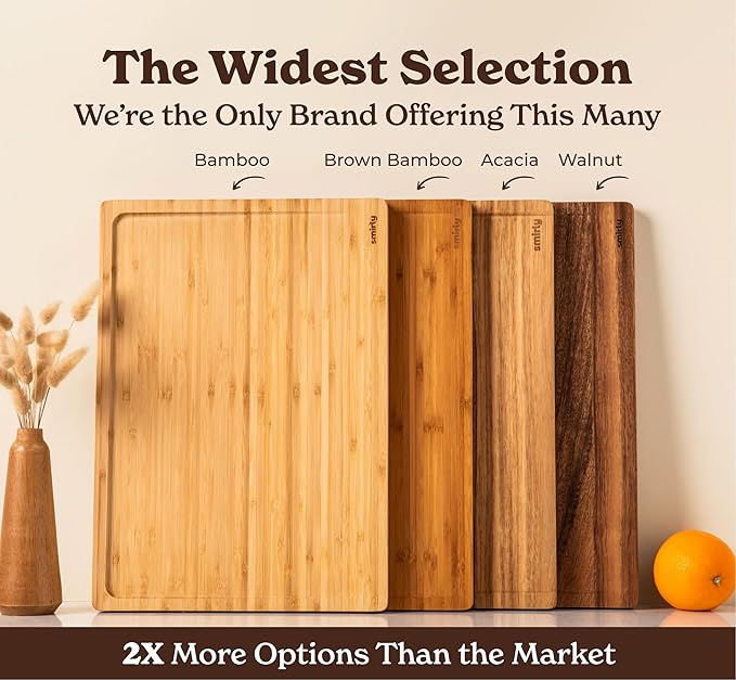 SMIRLY Bamboo Cutting Board Set, Chopping Board and Wooden Cutting Boards for Kitchen, Small Wood Cutting Board and butcher block (Walnut Wood, 1 Pack)