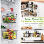 ZUSHALLMY 4 Pack Hanging Kitchen Baskets, Adhesive Wire Wall Storage Basket, No Drilling Hanging Fruit Baskets, Cabinet Door Organizer for Kitchen Bathroom Pantry, Upgrade Super-sized Adhesive (4)