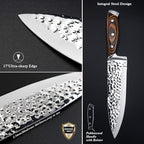 Kitchen Knife Set,15-Piece Knife Set With Block Wooden,Self Sharpening For Chef Knife Set,High Carbon Japan Stainless Steel Hammered Collection Knife Block Set with Steak Knives, Boxed Knife Set