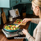 OVENTE Countertop Infrared Single Burner, 1000W Electric Hot Plate w/ 7.5” Ceramic Glass Cooktop, 6 Level Temperature Setting & Easy to Clean Base, Compact Stove for Home Dorm Office, Silver BGI201S