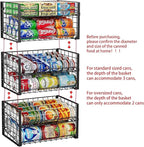 JKsmart 2-Tier Stackable Rack Organizer for Pantry, Adjustable Dispenser Holds Up to 88 Cans, Storage Holder for Various Ounces of Canned Drinks, Black, 3 Pack