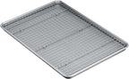 Amazon Basics Ceramic Nonstick Baking Sheet & Cooling Rack Set, Dishwasher Safe, Oven Safe, Half Sheet Size, Gray, 1-Pack