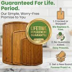 Greener Chef Luxury Bamboo Cutting Board 3-Piece Set with Carbonized Vertical Grain Strength Technology - Extra Large Wooden Cutting Boards for Kitchen with Deep Juice Grooves - Lifetime Replacements