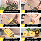Pineapple Corer, [Upgraded, Reinforced, Thicker Blade] Newness Premium Pineapple Corer Remover, Stainless Steel Pineapple Core Tool for Home & Kitchen with Sharp Blade for Diced Fruit Ring (Clear)