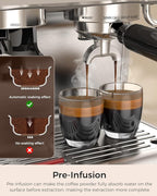 Kndko Dual Boiler Espresso Machine-Simultaneous Coffee & Steam, 20 Bar Espresso Coffee Machines with Grinder, Professional Expresso Coffee Maker for Home, Coffee Shop, Small Café