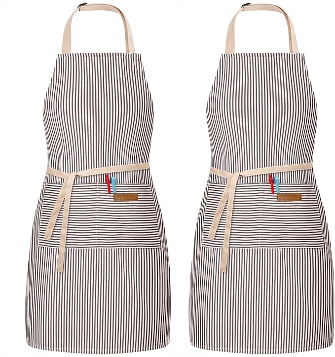 BeLuyi 2 Pack Adjustable Bib Apron with 2 Pockets Chef Cooking Kitchen Restaurant Aprons for Women Men