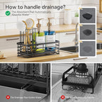 Yofidra Sponge Holder for Kitchen Organizer: Sink Caddy with Instant Drying Stone, Metal Stainless Steel, 9.5" X 3.5" X 5.2" Home Decor Storage and Organization Accessories