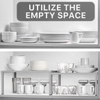 Simple Houseware Expandable Stackable Cabinet and Counter Shelf Organizer with Steel Surface, 9" D x 12.75" W x 5.9" H, Silver