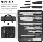 MOSFiATA Kitchen Knife Set, 10 Pcs Japanese Stainless Steel Knife Sets for Kitchen with Oxford cloth storage bag with Knife Sharpening Rod, Dishwasher Safe, For Outdoor