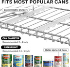 Simple Houseware Stackable Can Rack, Silver, Adjustable Plastic Dividers, Holds 36 Cans