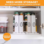 Cabinet Caddy SNAP! Spice Rack Organizer for Cabinet - Slide & Rotate Seasoning Organizer - 4 Snap-In Adjustable Shelves for 5 Tier of Storage - Magnetic Modular Design - 8.9”H x 6.1”W x 10.8”D