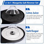 Margarita Salt Rimmer Set, 1 Pack Bar Salt and Sugar Rimmer with Sponge, 2-in-1 Bar Glass Cocktail Rim Set, Dishwasher Safe Black Barware Tools for Margarita Mojitos (Black)