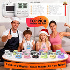 Antonki 2 Pack Digital Timer for Kids, Magnetic Countdown Kitchen Timers for Cooking, Egg, Classroom, Teacher, Exercise, Study, Oven - Battery Included