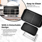 Pukomc Electric Indoor Grill,2 in 1 Indoor Grills for Kitchen with Grill Net & Non-Stick Cooking Removable Plate, Temperature Control, Dishwasher Safe, 1800W Large Smokeless Griddle Black