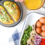 Holstein Housewares Stainless Steel 2 Section Omelet & Frittata Maker, Non Stick Coating, Easy To Clean, Indicator Lights, Compact Storage, Prepare Versatile Recipes in Minutes. 2 Portions, Mint