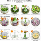 Brieftons Salad Spinner and Chopper: Large 6.3-Quart Lettuce Greens Vegetable Washer Dryer, with Bonus 0.95-Quart Veggie Chopper Mixer, Compact Storage, Easy Push Operation for Quick Veggie Prepping