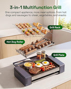 HBN Indoor Grill and Electric Griddle, 3-in-1 Smokeless Indoor Grill with Grill Rack & Nonstick Griddle & Sausage Grill Korean BBQ grill for Kitchen, Dishwasher Safe, 400F