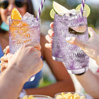 CREATIVELAND Highball Beverage Glasses Set of 6 Romantic Colored Thick & Heavy Base Big Capacity 14.87oz|440ml, Drinking Glass Tumblers for Iced Tea, Water, Soda & Juice and Cocktails (Purple)