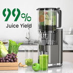 Cold Press Juicer, 6.5" Extra Wide Feed Chute Juicer Machines, 350W Slow Juicer Machines with High Juice Yield for Whole Vegetables & Fruits, BPA Free (Titanium Gray)