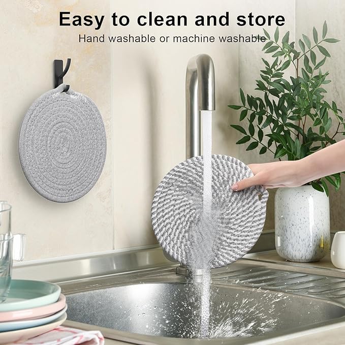 7" Trivets for Hot Dishes, 6 Pack Hot Pads for Kitchen Counter & Dining Table, Heat Resistant | Scratches | Stains Cotton Trivets for Hot Pots and Pans
