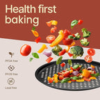 Bakken- Swiss Non-Stick Pizza Pan with Holes - 13-Inch Perforated Pizza Crisper Carbon Steel Pizza Pan - 2 Round Pizza Trays - PFOA PFOS and PTFE Free