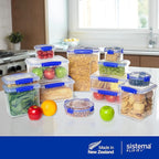 Sistema KLIP IT Food Storage Container,5 L,Airtight & Stackable,BPA-Free,Clear with Blue Clips,(Pack of 4)
