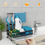 Godboat Kitchen Sink Organizer with Brush Rack, 304 Stainless Steel Dish Soap Dispenser, Sponge Holder for Kitchen Sink, Sink Caddy with Drain-Pan, Cool Kitchen Gadgets & Gifts for Women, Christmas
