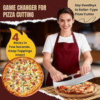 Pizza Cutter Rocker Blade with Wooden Handle, Premium 14inch Pizza Knife Rocker Cutter with Sharp Stainless Steel Blade and Protective Cover, Slicing Through Crust in One Single Rocking Motion