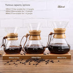 Lalord Pour Over Coffee Maker with Stainless Steel Filter, Borosilicate Glass Coffee Carafe, Modern Wooden Collar, Coffee Maker Carafe, Hold 2 Cups, 400 ml/13.5 oz, Clear