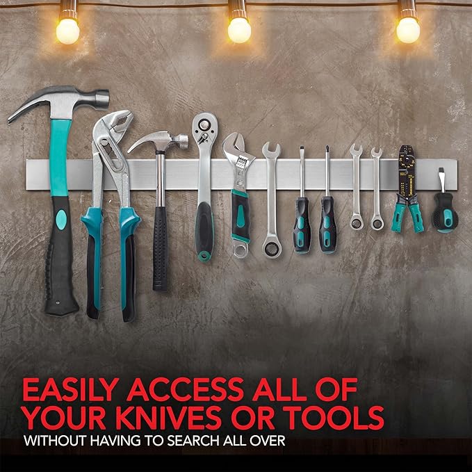 Modern Innovations 24 Inch Stainless Steel Magnetic Knife Bar with Multipurpose Use as Knife Holder, Knife Magnetic Strip, Kitchen Utensil Holder, Tool Holder, Art Supply Organizer & Home Organizer