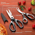 OMDAR Food Grade Kitchen Scissors All Purpose 3 Pack - Heavy Duty Stainless Steel Cooking Shears for Cutting Meat, Food, Fish, Poultry Sharp Sissors for Dishwasher Safe - with Protective Sheath