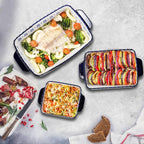 SOUJOY 3 Pack Porcelain Bakeware Set, Rectangular Baking Dishes, Lasagna Pan for Cooking, Kitchen, Casserole Dishes, Cake Dinner, Banquet and Daily Use