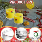 Skylety 2 Pcs Christmas Icon Juice Glasses Xmas Drinking Cups Old Fashioned Stemless Wine Glasses 13.5 oz Whiskey Cocktail Coffee Mugs for Christmas Party Gift Decor