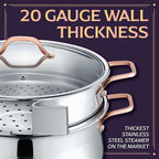 CONCORD Premium Stainless Steel 3 Tier Steamer w/Rose Gold Handles 30 cm